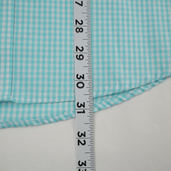 Izod Shirt Mens XL Aqua White Checkered Button Down Long Sleeve Casual Classic - Picture 13 of 16